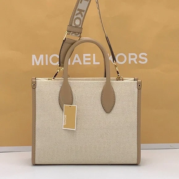Michael Kors Mirella Small Shopper Top Zip Crossbody Bag Camel MK NWT - Picture 3 of 15